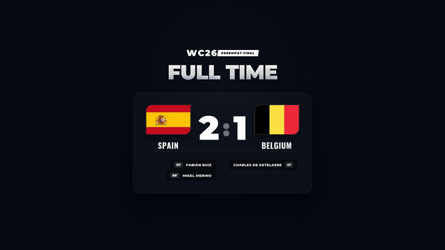 Hasil Piala Dunia 2026: Spanyol Bungkam Belgia 2-1