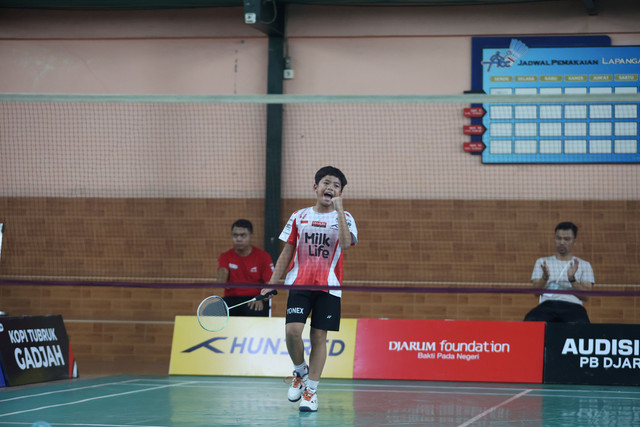 Shaqeel Alghifari Farzani meraih kemenangan saat tampil di Audisi Umum PB Djarum 2026 - Pekanbaru yang berlangsung di GOR Angkasa, Jumat (10/7). Foto: PB Djarum