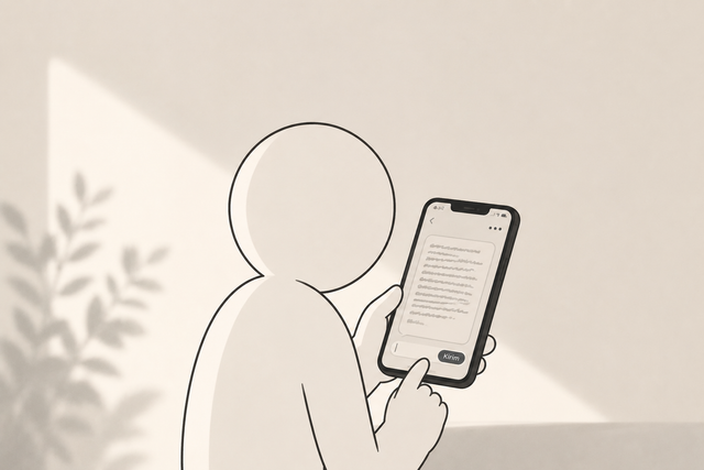 Ilustrasi seseorang yang menatap pesan yang sudah ditulis, tetapi memilih untuk tidak menekan tombol kirim. (Sumber: Ilustrasi AI)