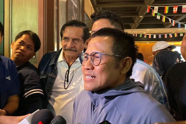 Ketua Umum Partai Kebangkitan Bangsa (PKB) Abdul Muhaimin Iskandar saat menghadiri nobar Piala Dunia 2026 bersama PKB di Jakarta, Minggu (12/7/2026). Foto: Aditya Nugraha/kumparan