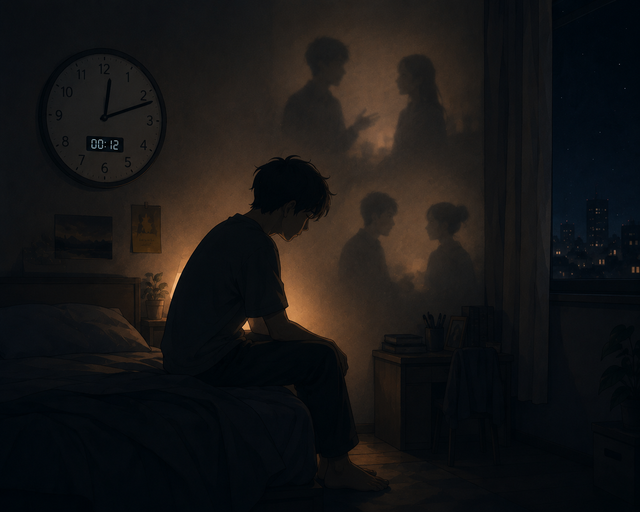 Ilustrasi malam yang sunyi, ketika percakapan yang telah usai kembali hidup di dalam ingatan. (Foto: Ilustrasi AI)