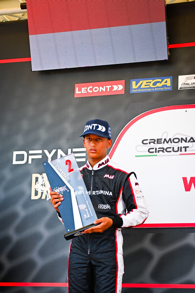 Qarrar Firhand saat berkompetisi di WSK Euro Series 2026. Foto: Dok. Istimewa