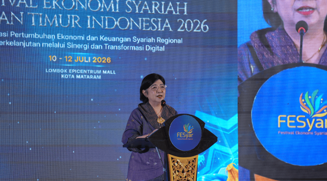 Gambar Deputi Gubernur Senior Bank Indonesia membuka FESyar KTI 2026 sebagai momentum untuk memperkuat posisi Indonesia sebagai pusat ekonomi syariah dunia. Sumber: Bank Indonesia (Publikasi Media).