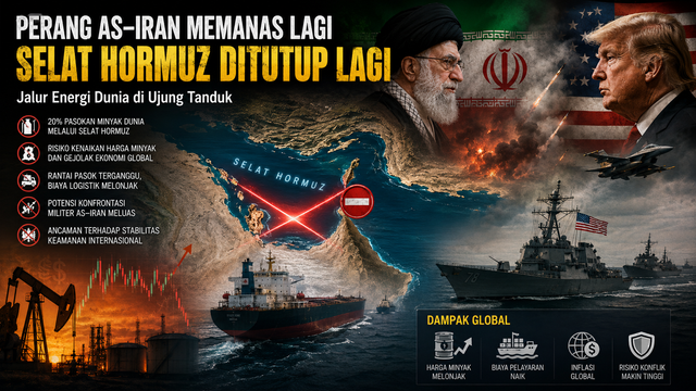 Gambar: Ilustrasi Posisi Strategis Selat Hormuz (Sumber: Diolah oleh Penulis)