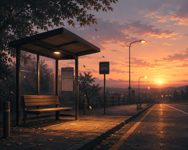 Ilustrasi halte bus yang melambangkan pertemuan-pertemuan sederhana yang tanpa disadari bisa menjadi kebersamaan untuk terakhir kalinya. (Foto: Ilustrasi AI)