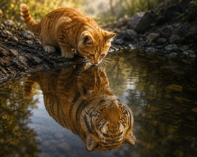Ilustrasi pentingnya refleksi, dengan refleksi kita bisa melihat potensi kita yang sebenarnya. Sumber: ChatGPT