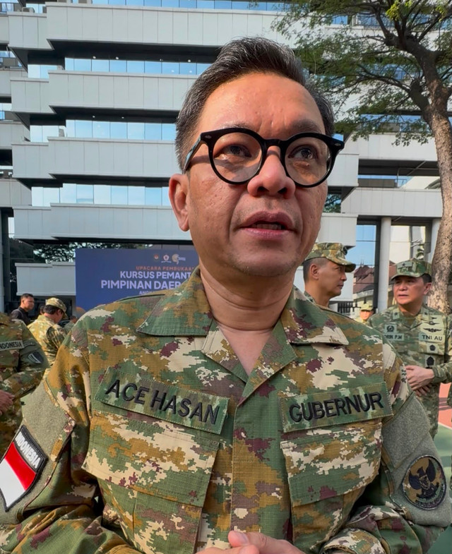 Gubernur Lemhannas, Ace Hasan Syadzily, usai acara Pembukaan Kursus Pemantapan Pimpinan Daerah (KPPD) Angkatan III Lemhannas RI, Lemhannas, Jakarta Pusat, (15/7/2026). Foto: Kevin Daniel/kumparan