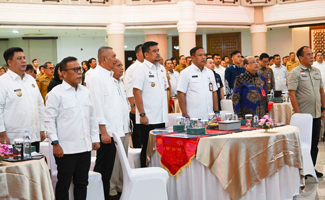 Pemprov Sumatera Utara dan Satgas PRR di Rakor Monitoring dan Asistensi Penggunaan Tambahan TKD 2026 yang digelar di Kantor Gubernur Sumatera Utara, Selasa (14/7/2026). Foto: Satgas PRR