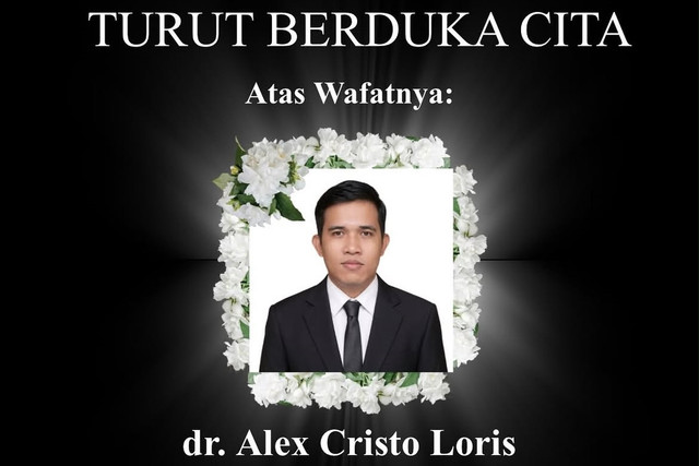 Keluarga besar Fakultas Kedokteran Universitas Riau menyampaikan rasa duka cita yang mendalam atas wafatnya dr. Alex Cristo Loris dari PPDS Anestesiologi dan Terapi Intensif FK UNRI. Foto: Instagram/@fkunri_official