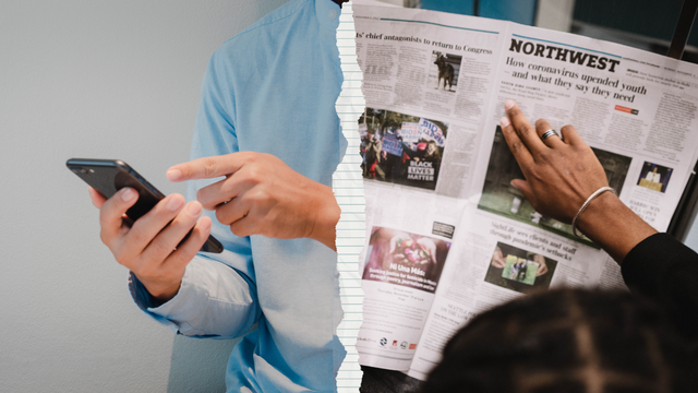 Smartphone dan Koran (Canva.com)