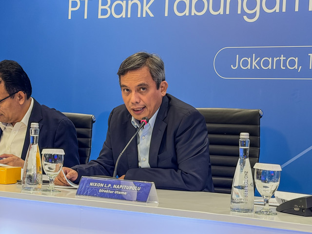 Direktur Utama BTN Nixon L.P Napitupulu dalam konferensi pers Paparan Kinerja BTN 30 Juni 2026 di Menara 2 BTN, Jakarta, Kamis (16/7/2026). Foto: Najma Ramadhanya/kumparan