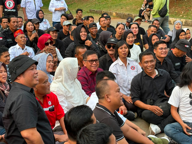 Sekretaris Jenderal PDIP Hasto Kristiyanto dalam acara peringatan 30 tahun Kudatuli di Taman Ismail Marzuki, Cikini, Jakarta Pusat, Sabtu (18/7/2026). Foto: Nasywa Athifah/kumparan