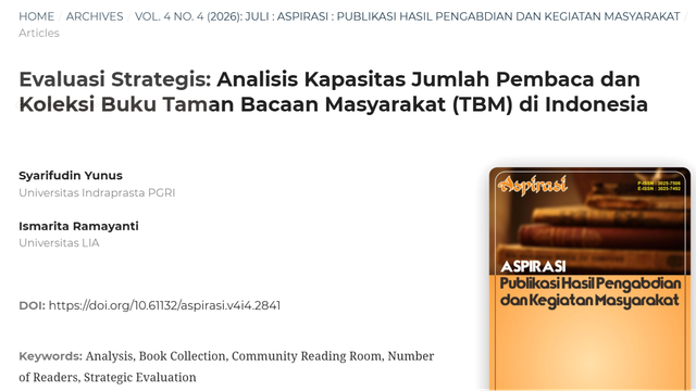 Riset taman bacaann masyarakat di Indonesia