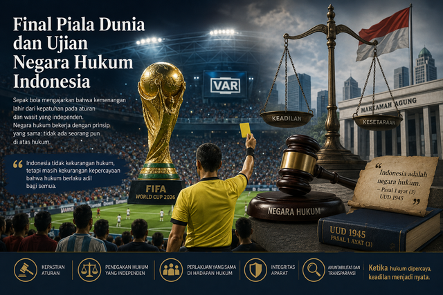 Ilustrasi final piala dunia dan ujian negara hukum Indonesia