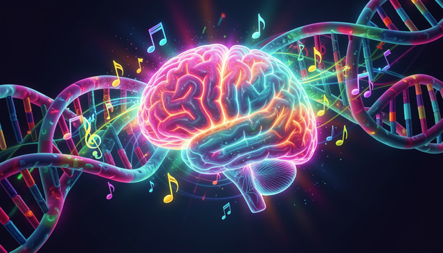 Ilustrasi hubungan Musik, Otak, dan Sains. Image Generated By Magnific