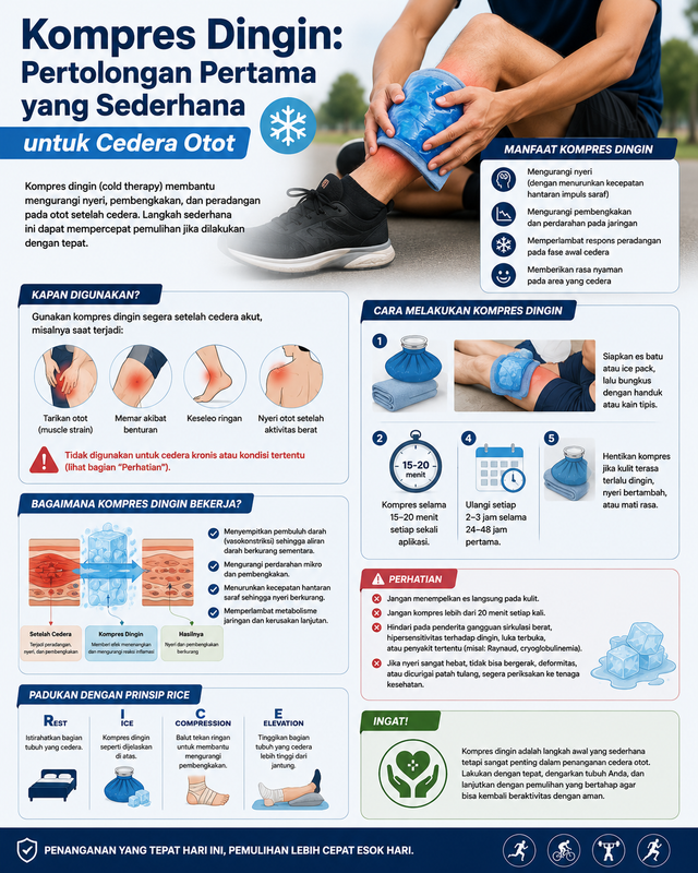Ilustrasi Kompres Dingin: Pertolongan Pertama yang Sederhana untuk Cedera Otot (Sumber Gambar: AI Image Generator)
