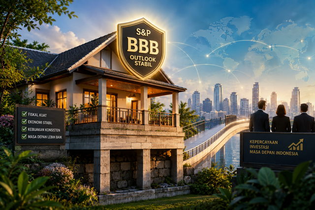 Lembaga pemeringkat internasional S&P Global Ratings kembali mempertahankan Sovereign Credit Rating Indonesia pada peringkat BBB dengan outlook stabil. sumber: AI
