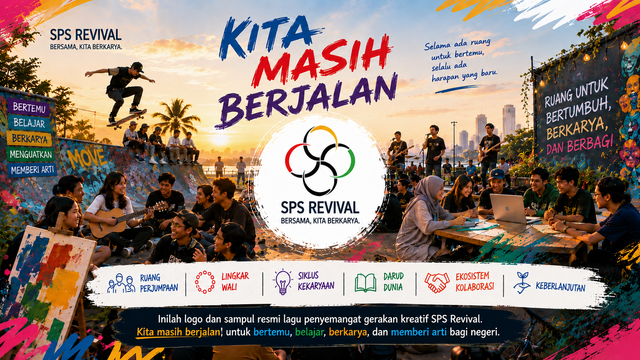 SPS Revival label's designed by Mahdi Abdullah, dan sampul resmi klip audio "Kita Masih Berjalan". Lagu penyemangat bagi siapa pun yang percaya bahwa perubahan selalu dimulai dari perjumpaan. Dikurasi melalui kolaborasi manusia dan kecerdasan artifisial.