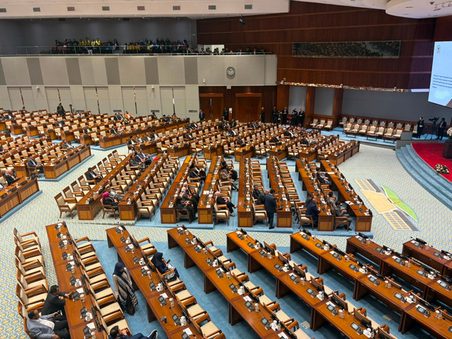Suasana rapat paripurna DPR ke-26 masa persidangan V tahun sidang 2025-2026 di Kompleks Parlemen, Senayan, Jakarta, Selasa (21/7/2026). Foto: Nasywa Athifah/kumparan