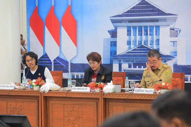 Pengusul RUU, Tim Kerja (Timja) DPD RI bersama Pansus membahas Rancangan Undang-Undang (RUU) Daerah Kepulauan di Ambon, Maluku, Senin (20/7/2026). Foto: Dok. DPR RI