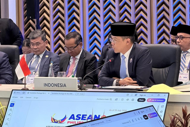 Menlu Sugiono menghadiri Pertemuan Pleno AMM dalam 59th ASEAN Foreign Ministers Meeting, Post-Ministerial Conferences and Related Meetings di Manila (21/7/2026). Foto: Dok. Kemlu RI