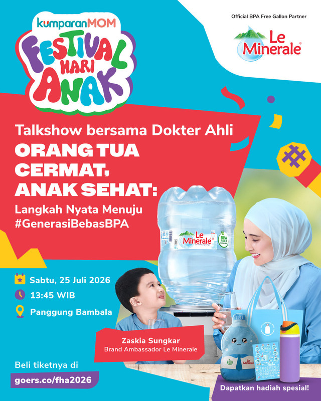 Talkshow “Orang Tua Cermat, Anak Sehat: Langkah Nyata Menuju #GenerasiBebasBPA” bersama Le Minerale di kumparanMOM Festival Hari Anak 2026. Foto: kumparan