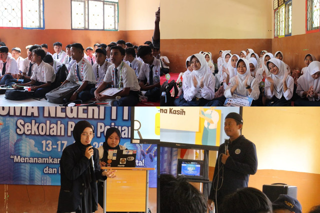 Suasana penyampaian materi edukasi minat dan bakat kepada siswa kelas X SMAN 1 Tiris oleh mahasiswa UM BBM.