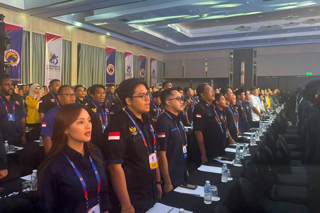Suasana pembukaan Kongres II dan Peringatan Hari Ulang Tahun ke-15 Garda Pemuda Nasdem di Hotel Mercure Ancol, Jakarta Utara, Selasa (21/7/2026). Foto: Pradya Tirta/kumparan
