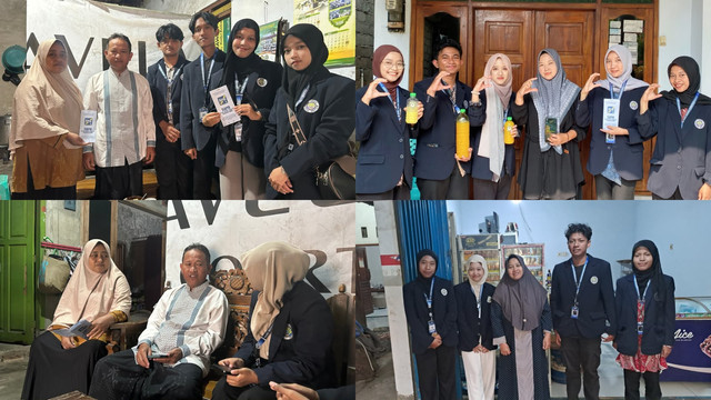 Dokumentasi kegiatan mahasiswa UM BBM dalam program Digitalisasi UMKM melalui SiApik, QRIS, dan Google Maps di Desa Banjaragung  