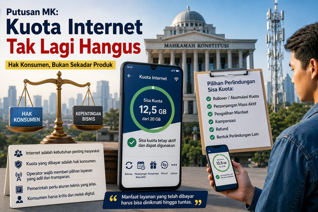 Ilustrasi kuota internet dan perlindungan konsumen. (Sumber: AI GENERATED)