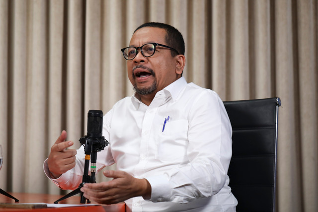 Kepala Badan Komunikasi RI Muhammad Qodari saat program The Decision Maker di kantor kumparan, Jakarta, Kamis (23/6/2026). Foto: Dicky Adam Sidiq/kumparan