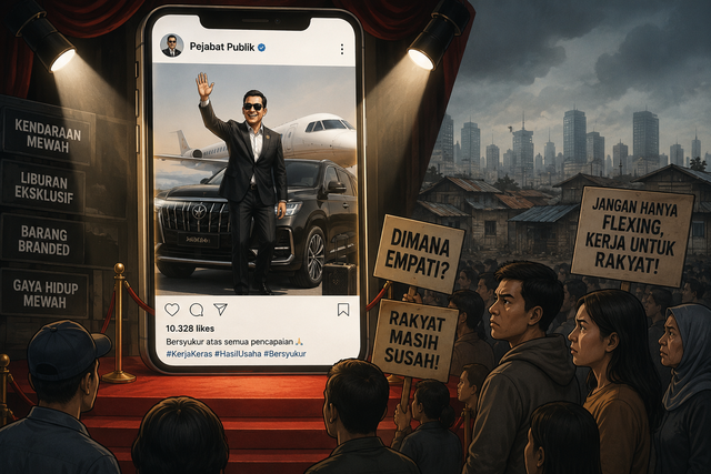 Ilustrasi Flexing Pejabat. Foto: Generated By AI