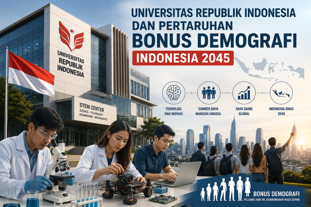Ilustrasi: Universitas Republik Indonesia dan Bonus Demografi 2045 (Diolah oleh penulis)