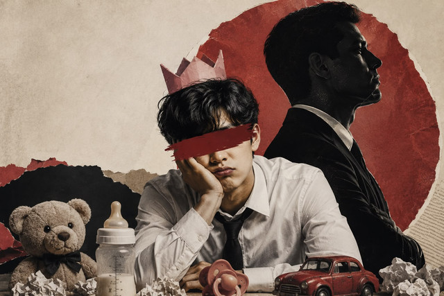 Foto ini menggambarkan laki-laki dewasa yang masih terjebak dalam sisi kekanak-kanakannya. Ilustrasi: hasil generasi AI