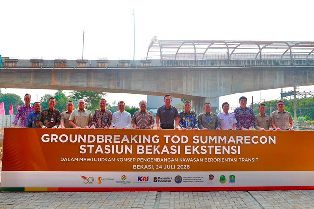 Menko Bidang Infrastruktur dan Pembangunan Kewilayahan Agus Harimurti Yudhoyono menghadiri Groundbreaking Stasiun Bekasi Ekstensi di Bekasi, Jumat (24/7/2026). Foto: Kemenko Infrastruktur 