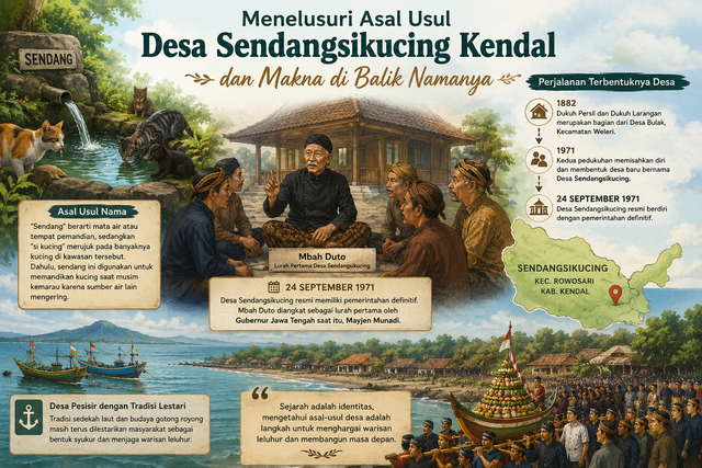 Ilustrasi Menelusuri Asal Usul Desa Sendangsikucing Kendal dan Makna di Balik Namanya (Sumber Gambar: AI Image Generator)