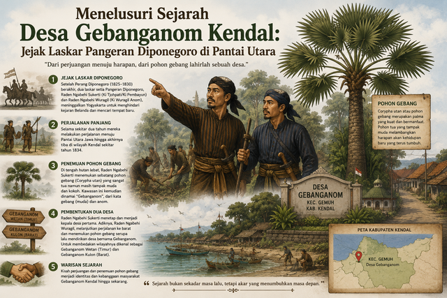 Menelusuri Sejarah Desa Gebanganom Kendal: Jejak Laskar Pangeran Diponegoro di Pantai Utara (Sumber Gambar: AI Image Generator)