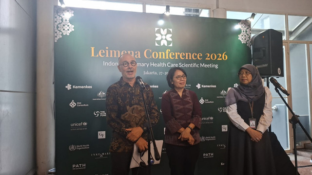 Konferensi pers acara Leimena Conference 2026 di Gedung Widya Graha BRIN, Jakarta Selatan, Senin (27/7/2026). Foto: Pradya Tirta/kumparan