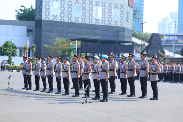 Suasana acara serah terima jabatan (Sertijab) Pejabat Utama (PJU) dan Kapolres jajaran berlangsung di Polda Metro Jaya, Jakarta, Selasa (28/7/2026). Foto: Dok. Polda Metro Jaya