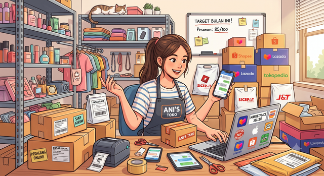 Ilustrasi pedagang online