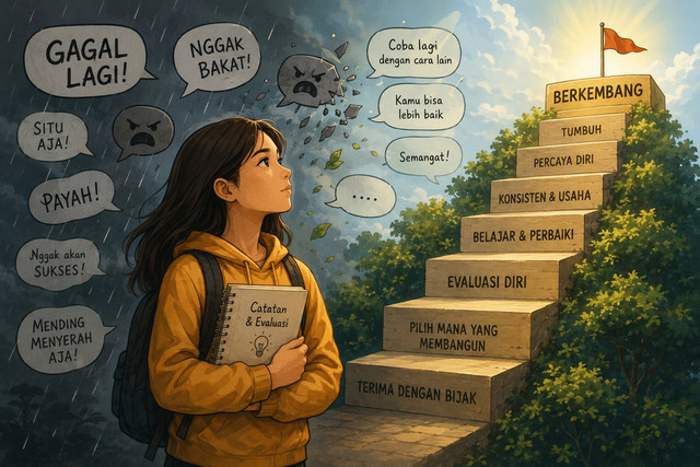 Ilustrasi Mengubah Kritik Menjadi Kekuatan (Sumber: Ai Generated)