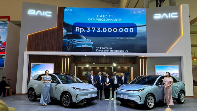 Peluncuran BAIC T1 pada ajang GIIAS 2026 di Indonesia Convention Exhibition (ICE) BSD, Tangerang, Rabu (29/7/2026). Foto: Aditya Pratama Niagara/kumparan