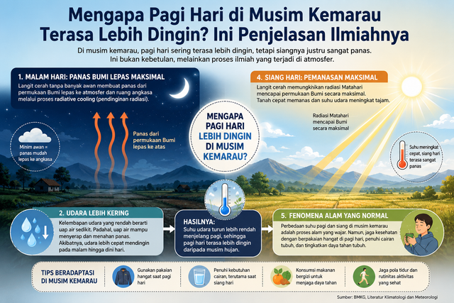 Ilustrasi Mengapa Pagi Hari di Musim Kemarau Terasa Lebih Dingin? Ini Penjelasan Ilmiahnya (Sumber Gambar: AI Image Generator)