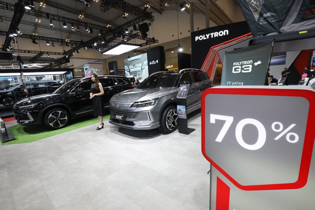 Mobil Polytron G3+ saat dipamerkan di GIIAS 2026, ICE BSD, Tangerang, Banten, Rabu (29/7/2026). Foto: Aditia Noviansyah/kumparan