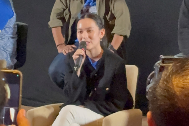 Shanna Shannon bicara soal debutnya di film Dan Bandung di Kawasan Senayan, Jakarta Pusat, Rabu (29/7/2026). Foto: Aprilandika Pratama/kumparan