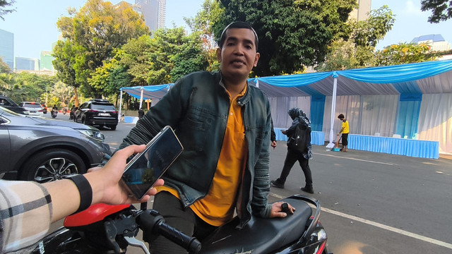 Korban Pencurian Sepeda Motor, Bidin (37), Warga Jakarta, usai konferensi pers hasil Operasi Kepolisian Berantas Jaya 2026 di Polda Metro Jaya, Jakarta, Jumat (31/7/2026). Foto: Aditya Nugraha/kumparan