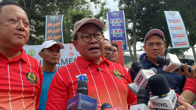 Gubernur DKI Jakarta Pramono Anung dalam acara Pembukaan Turnamen Tenis Piala Gubernur DKI Jakarta Tahun 2026 di Hotel Borobudur, Sawah Besar, Jakarta Pusat, Sabtu (1/8/2026). Foto: Nasywa Athifah/kumparan
