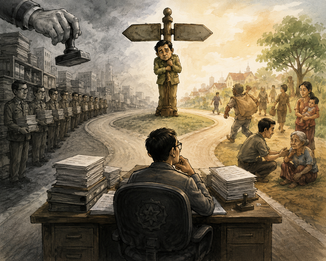 Birokrasi di Persimpangan. Gambar ilustrasi dengan kecerdasan buatan.
