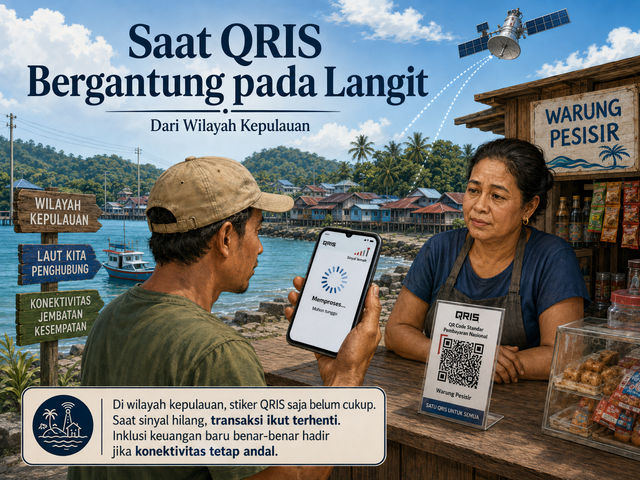 Ilustrasi satelit sebagai pendukung transaksi digital. Foto generated by AI 