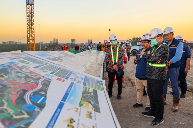 Progres pembangunan kawasan yudisial di Kawasan Inti Pusat Pemerintahan (KIPP) Nusantara. Foto: Dok. OIKN